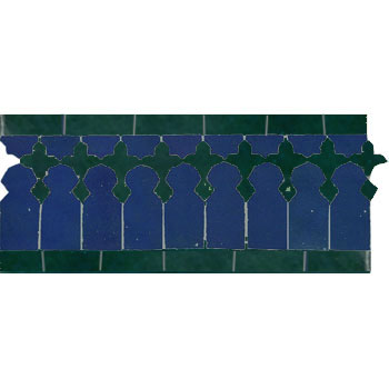 Mosaic House Moroccan tile Zanar 15-24 Cobalt Blue Sea Green  zellige, mosaic, zellij, border, glaze, traditional, classic 